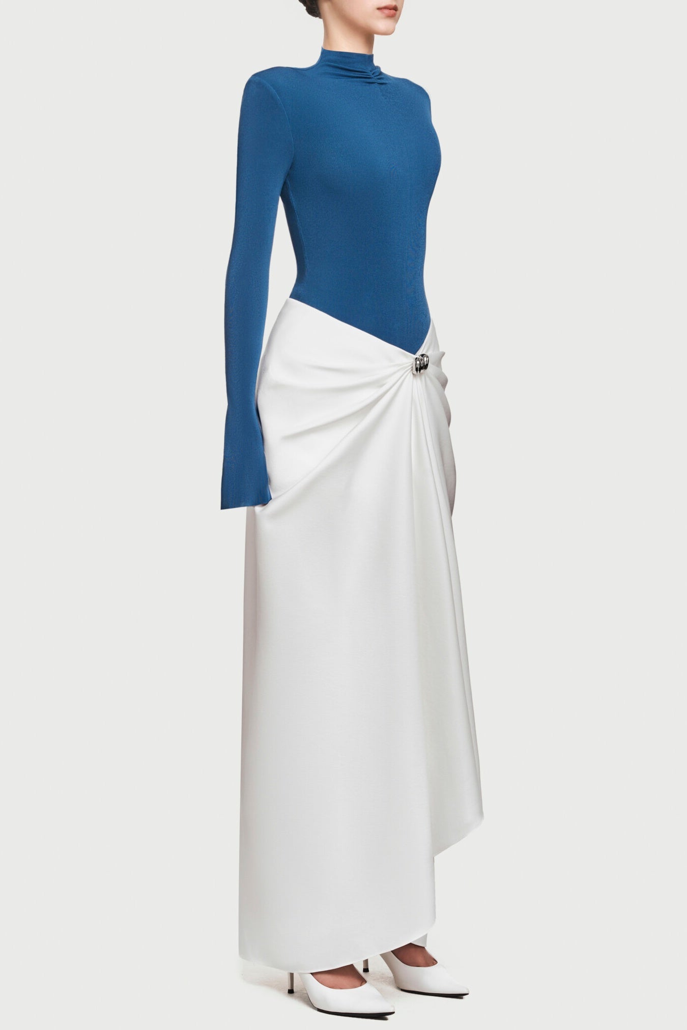Jersey  Long Sleeve Bodysuit & High Waist Solid Skirt  Set