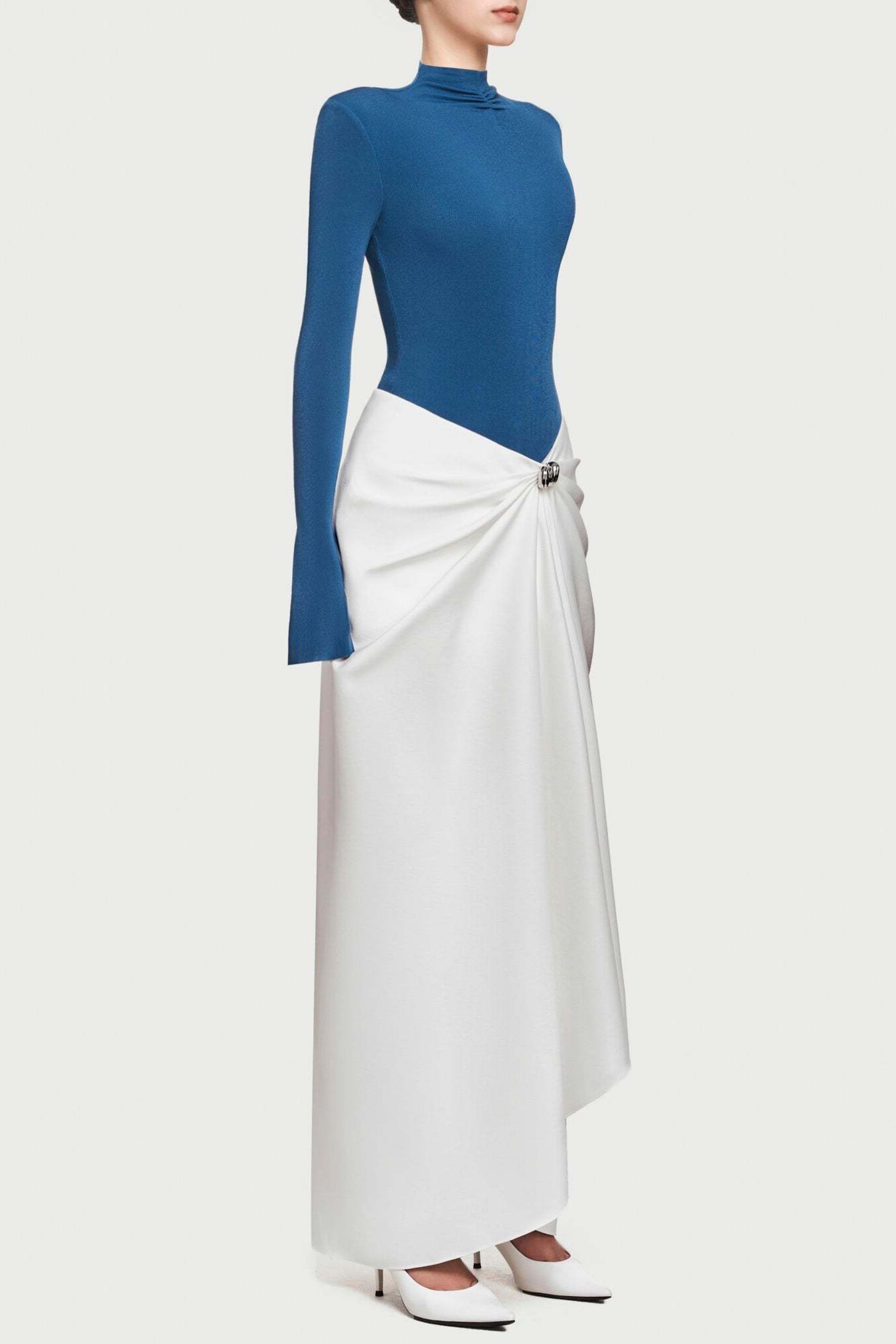 Jersey Long Sleeve Bodysuit & High Waist Solid Skirt Set
