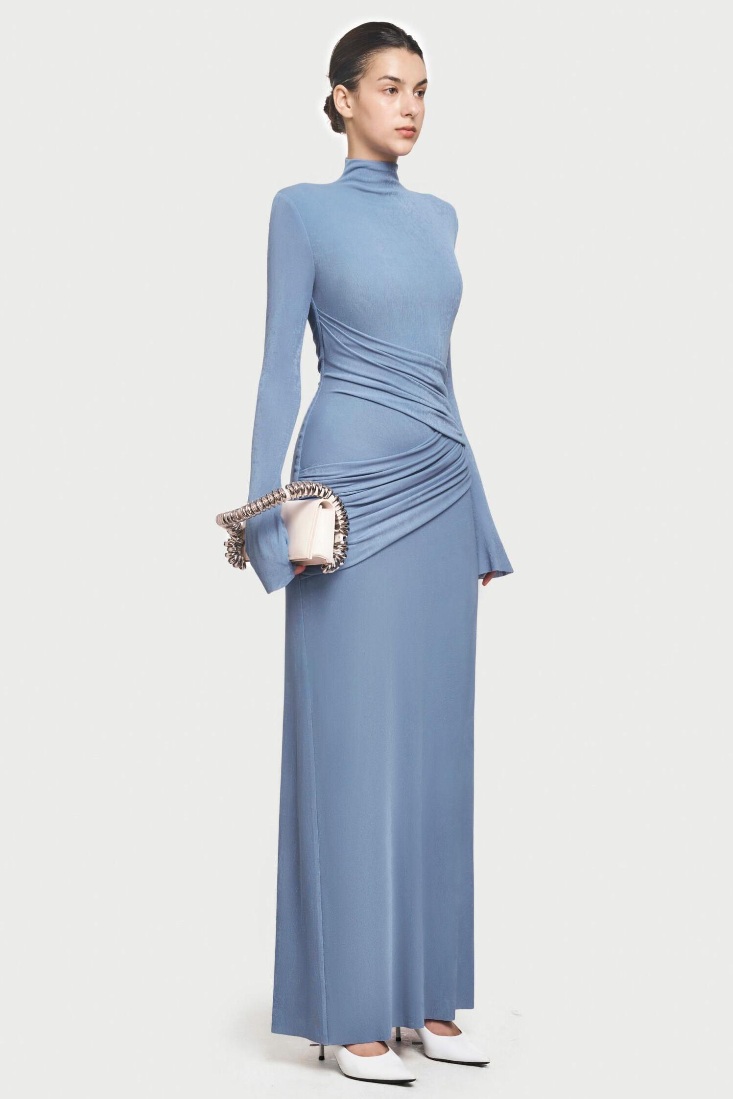 Jersey Solid Round Neck Maxi Dress