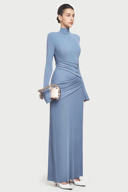 Jersey Solid Round Neck Maxi Dress