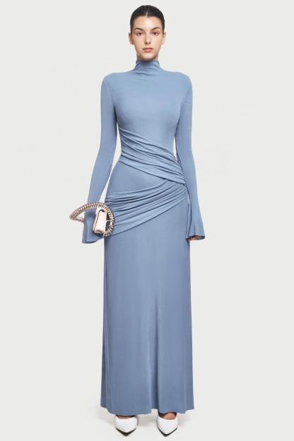 Jersey Solid Round Neck Maxi Dress