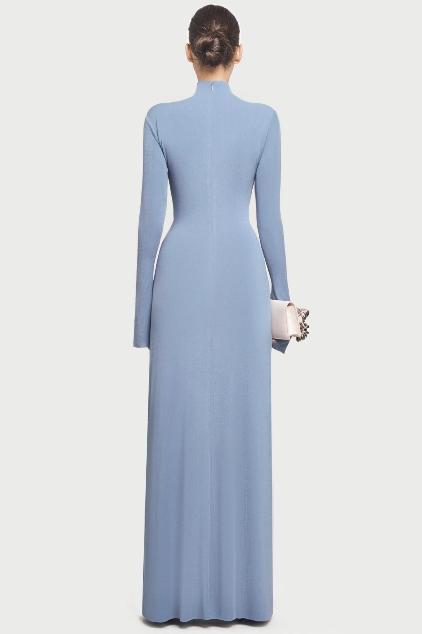 Jersey Solid Round Neck Maxi Dress