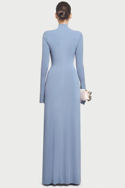 Jersey Solid Round Neck Maxi Dress