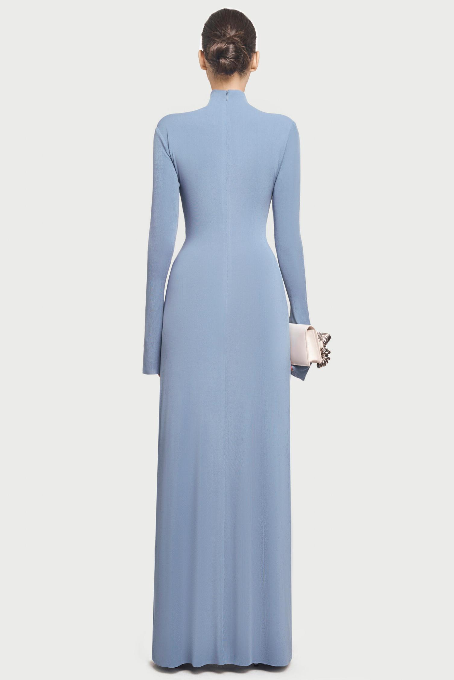 Jersey Solid Around Neck Maxi Dress