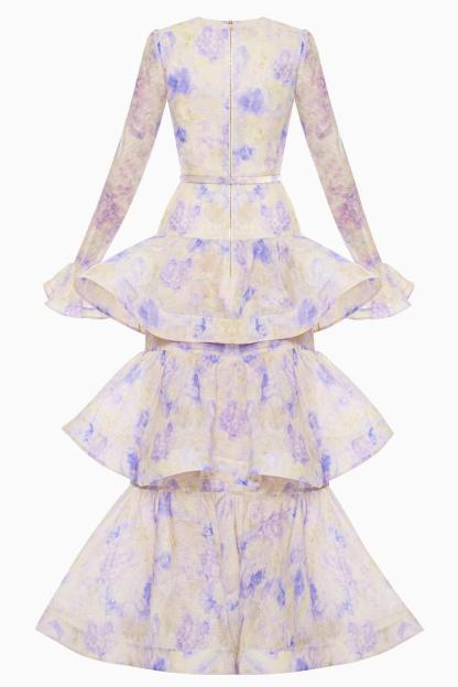 Floral Ruffle Bell Sleeve Maxi Dress