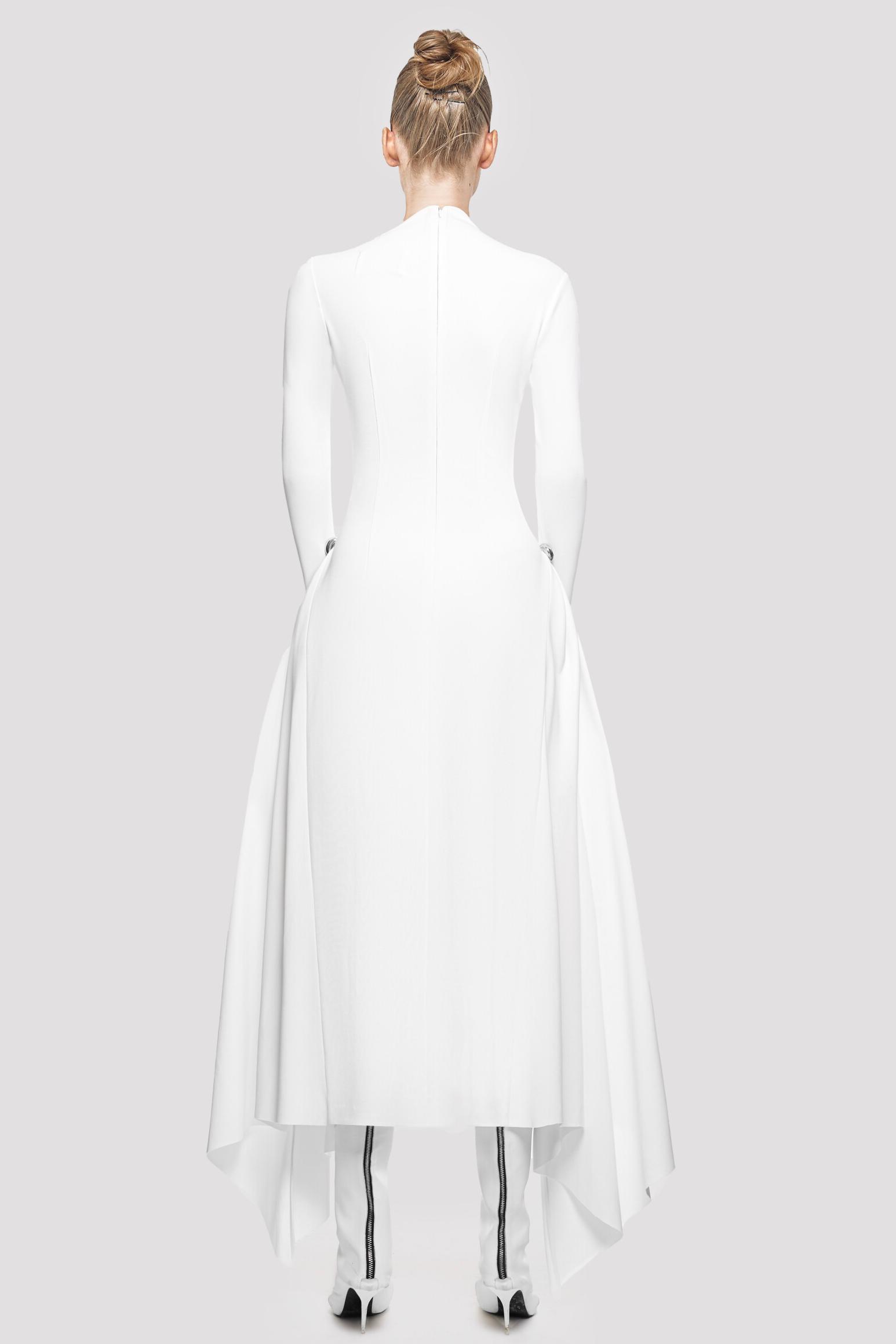 Metal Embellishment Long Sleeve Midi Dress
