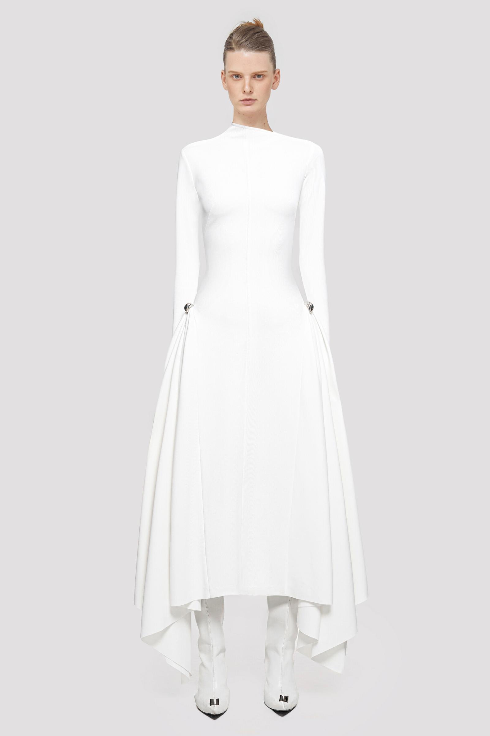 Metal Embellishment Long Sleeve Midi Dress