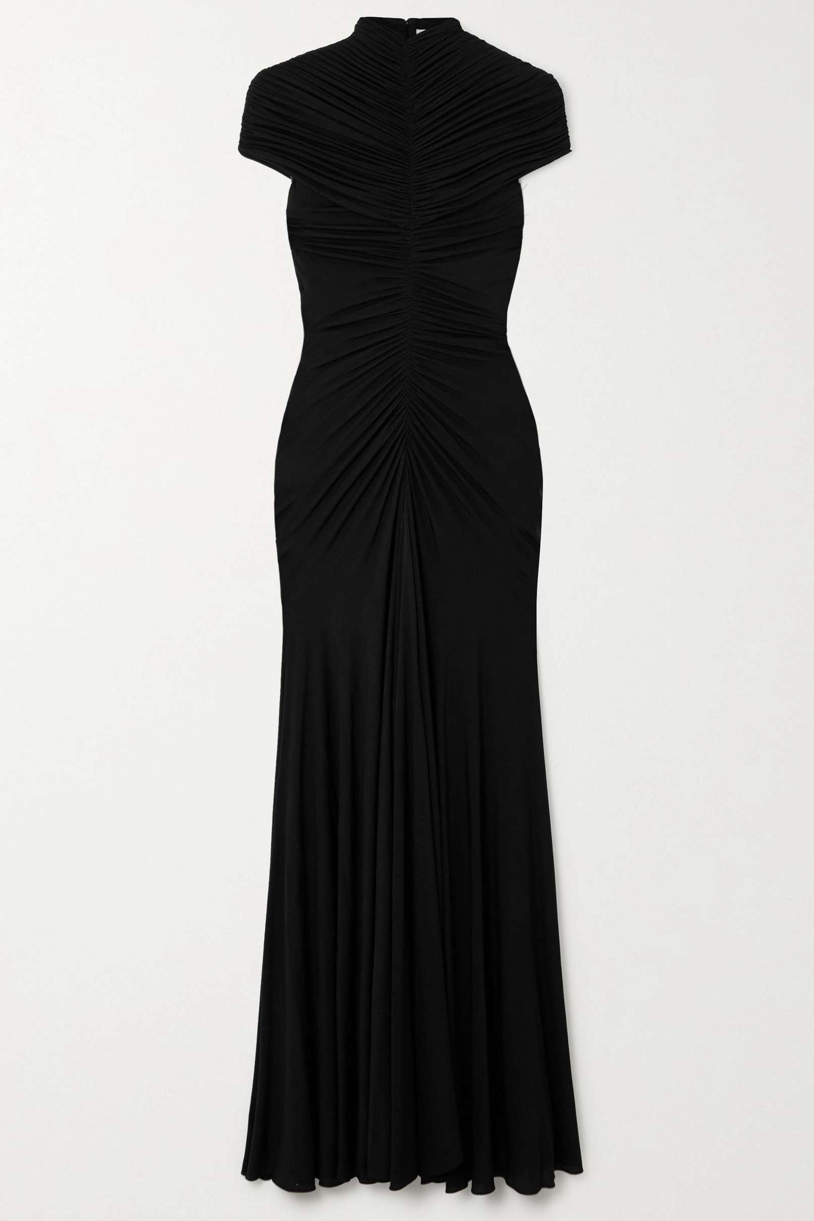 Jersey Gathering High Neck Maxi Dress