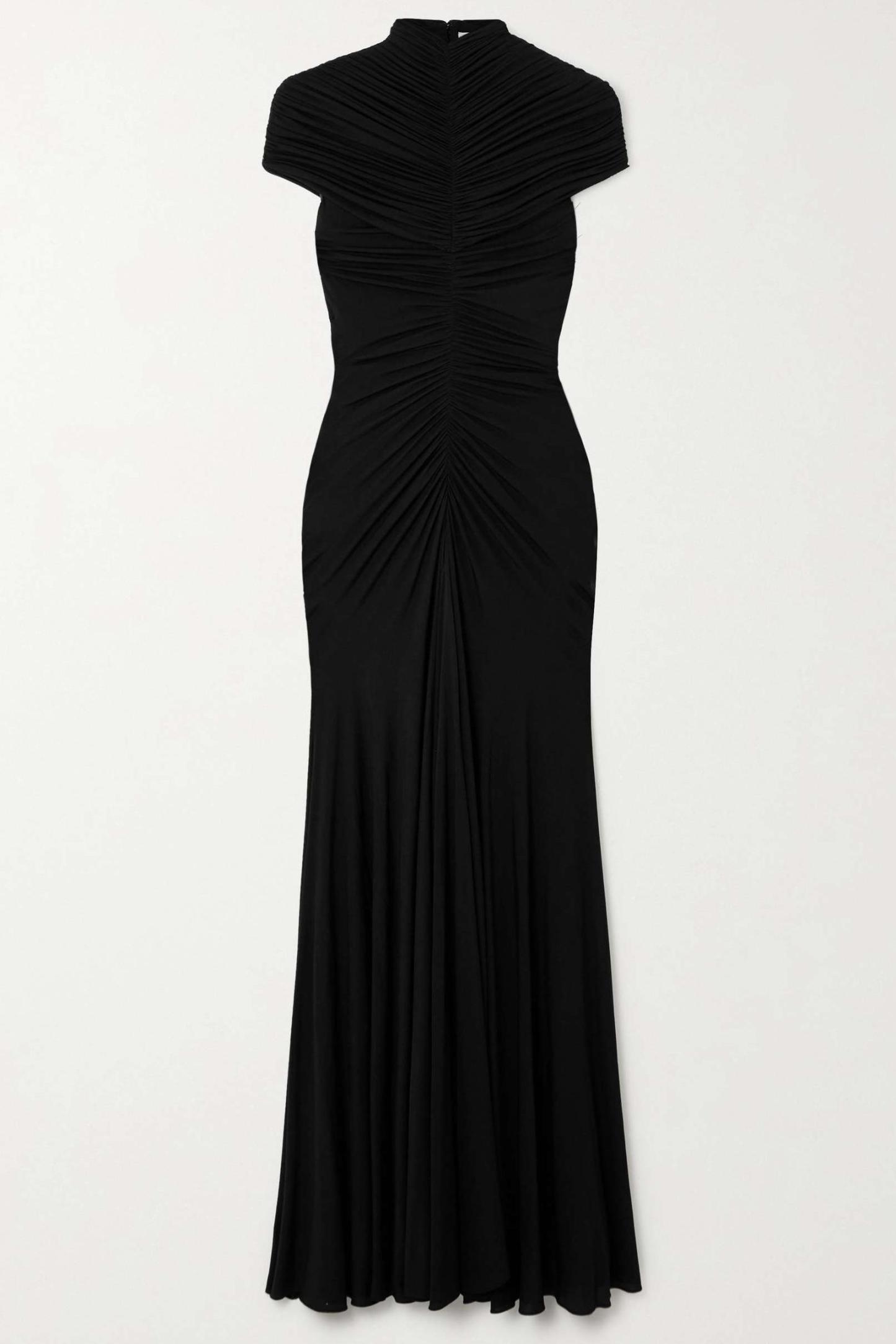 Jersey Gathering High Neck Maxi Dress