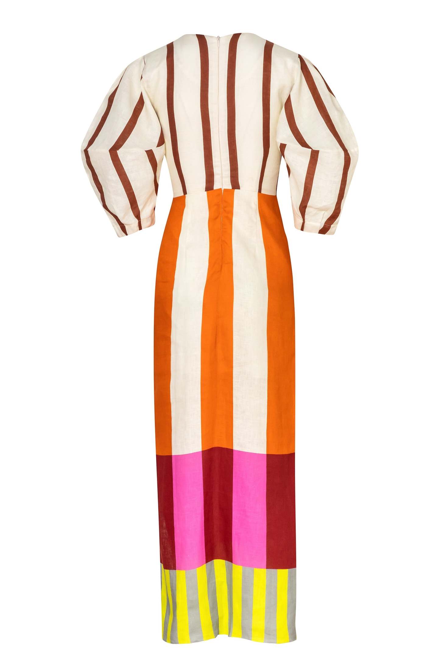 Stripe Knotted Mid Sleeve Maxi Dress