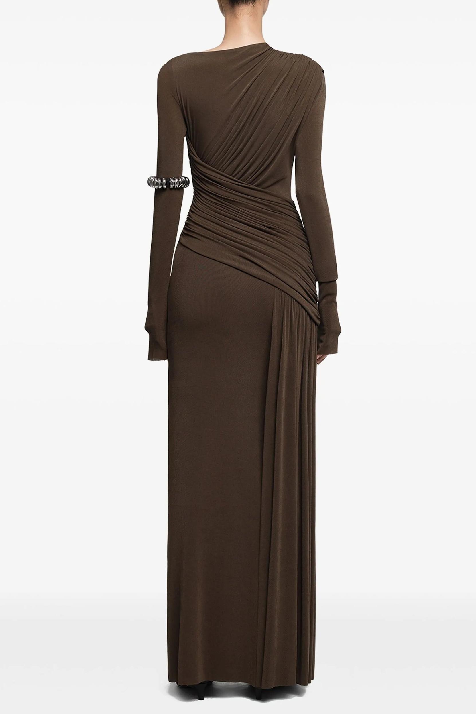 Jersey Gathering Long Sleeve Maxi  Dress