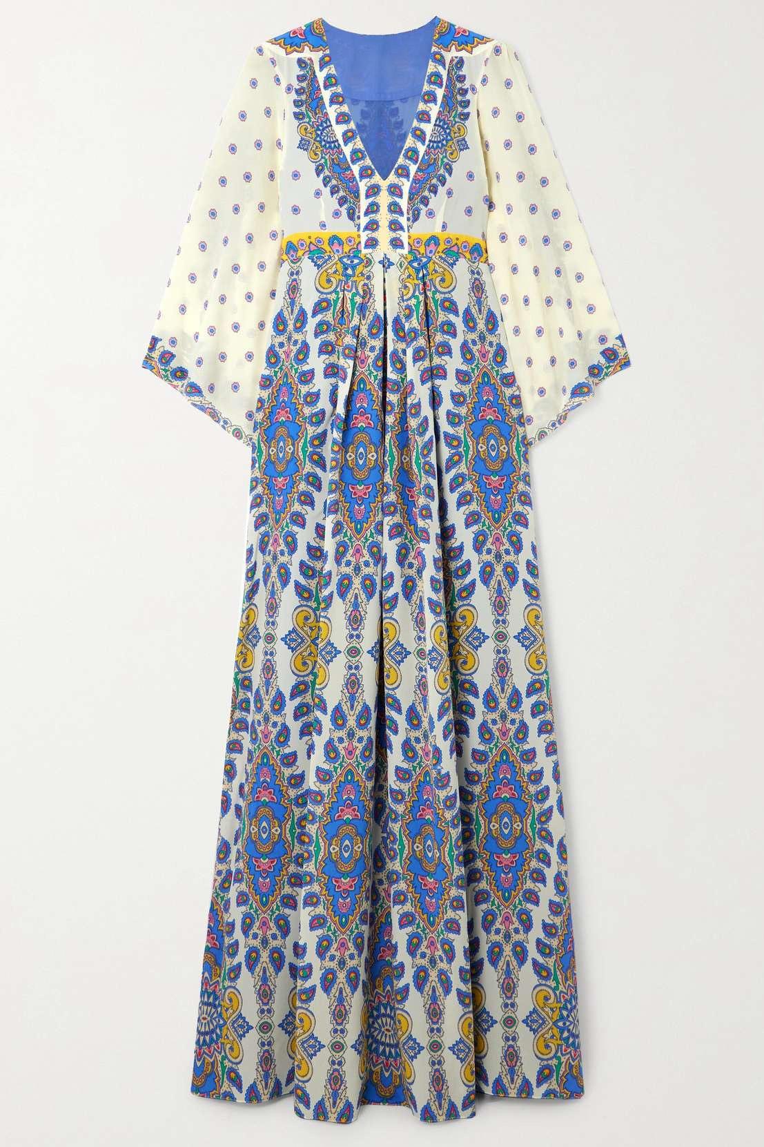 Paisley Print V-Neck Half Sleeve Midi Dress