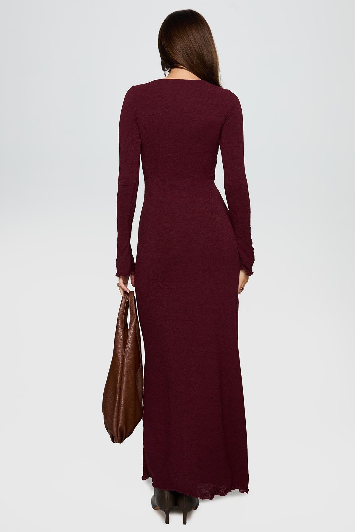 Jersey Cut-Out Long Sleeve Midi Dress