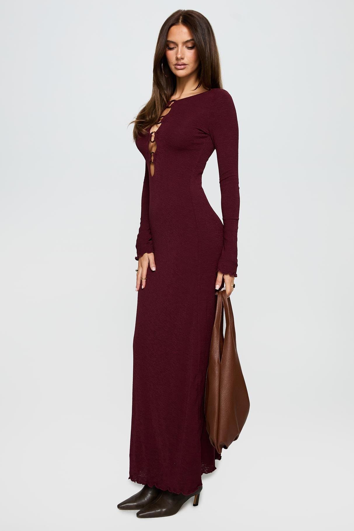 Jersey Cut-Out Long Sleeve Midi Dress