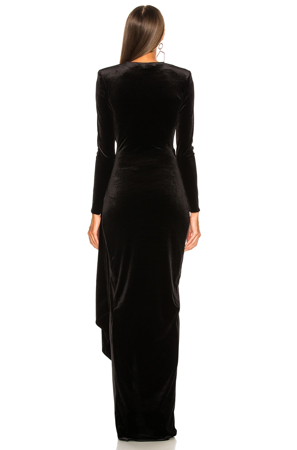 Velvet V-Neck Long Sleeve Slit Wrap Maxi Dress