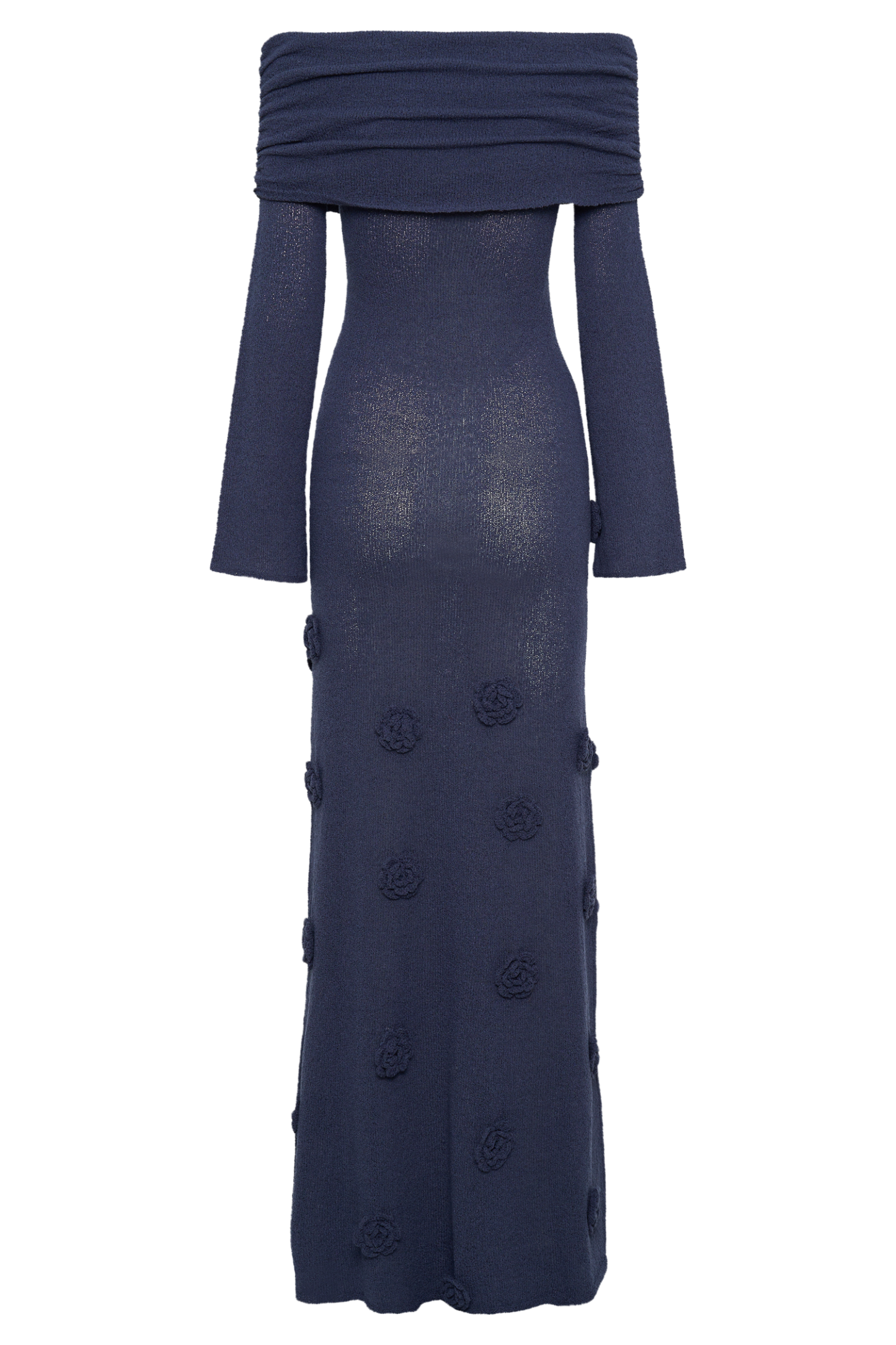 Knit Off-Shoulder 3D Flower Maxi Dress