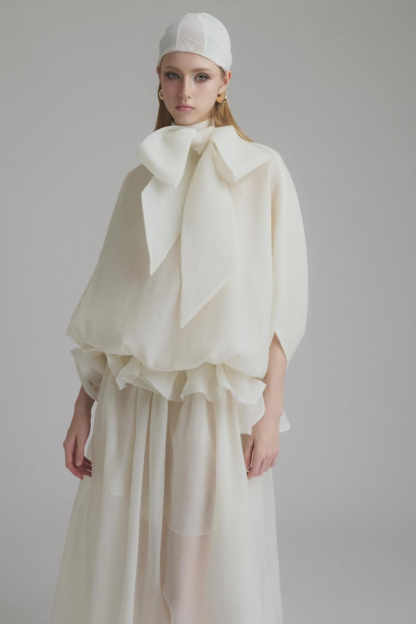 Tie-Neck Ruffled Solid Maxi Dress