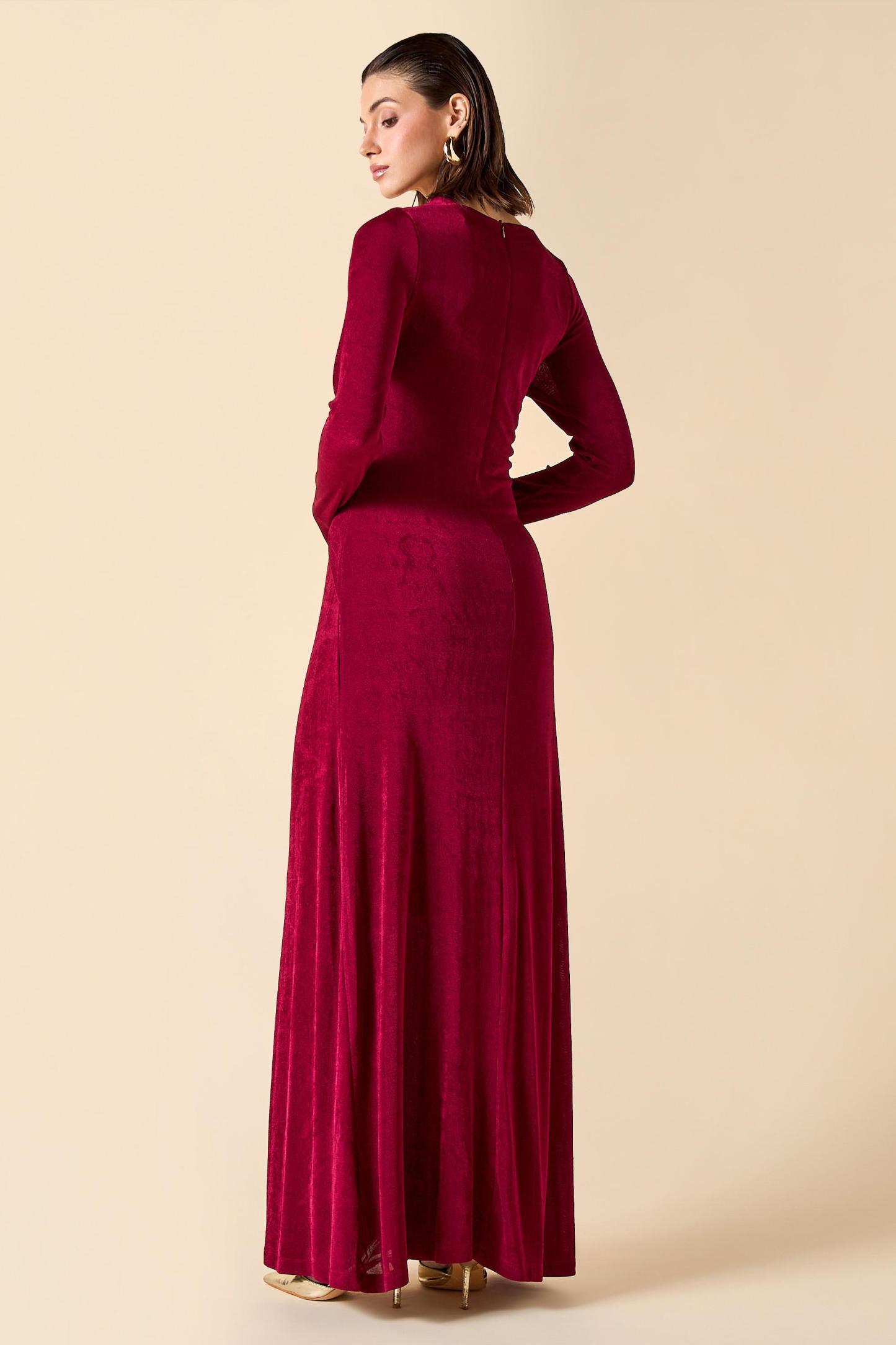 Jersey Long Sleeve Cut-Out Maxi Dress
