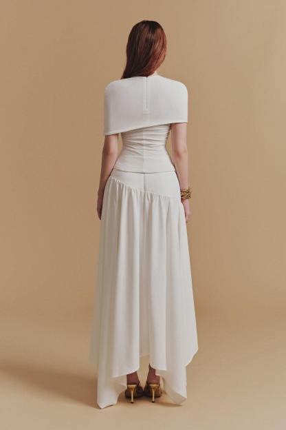 Jersey Solid Top & High Waist Midi Skirt
