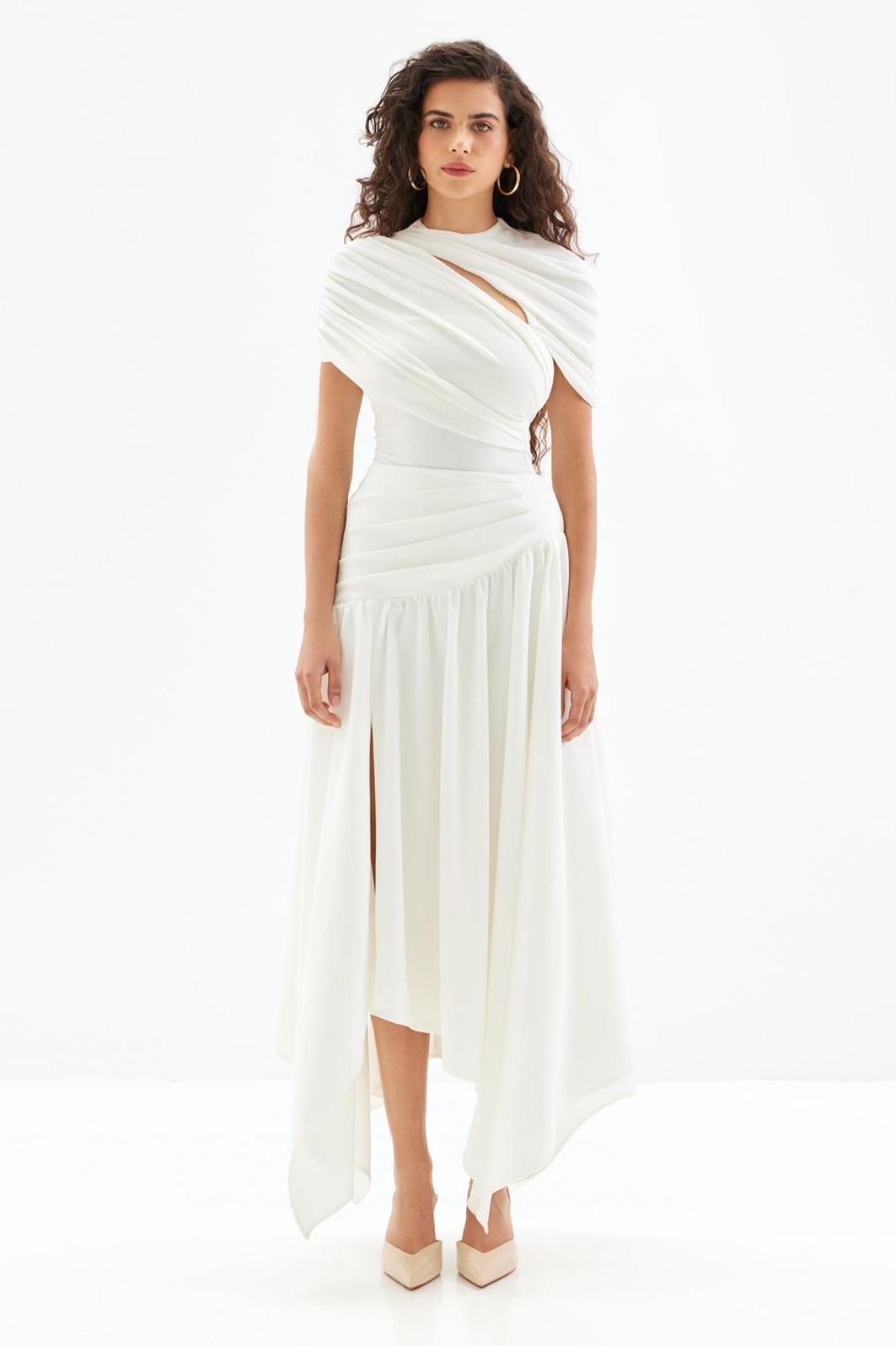 Jersey Solid Top & High Waist Midi Skirt
