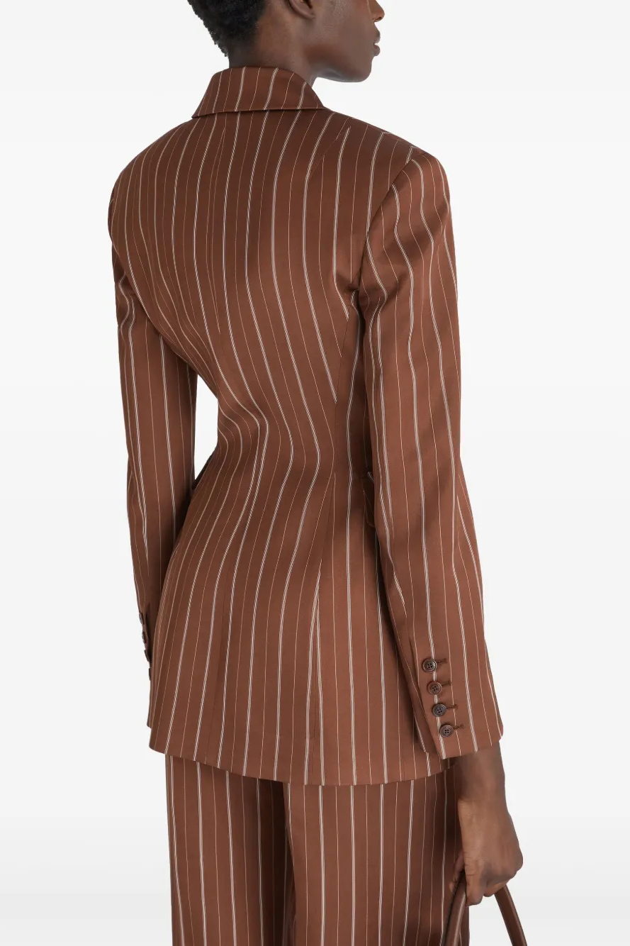 Stripe Double-Breasted Blazer & High Waist Trousers