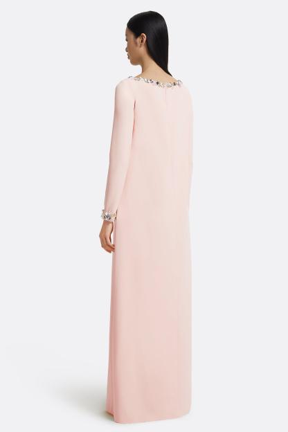 [Copy]Rhinestone Boat Neck Long Sleeve Maxi Dress