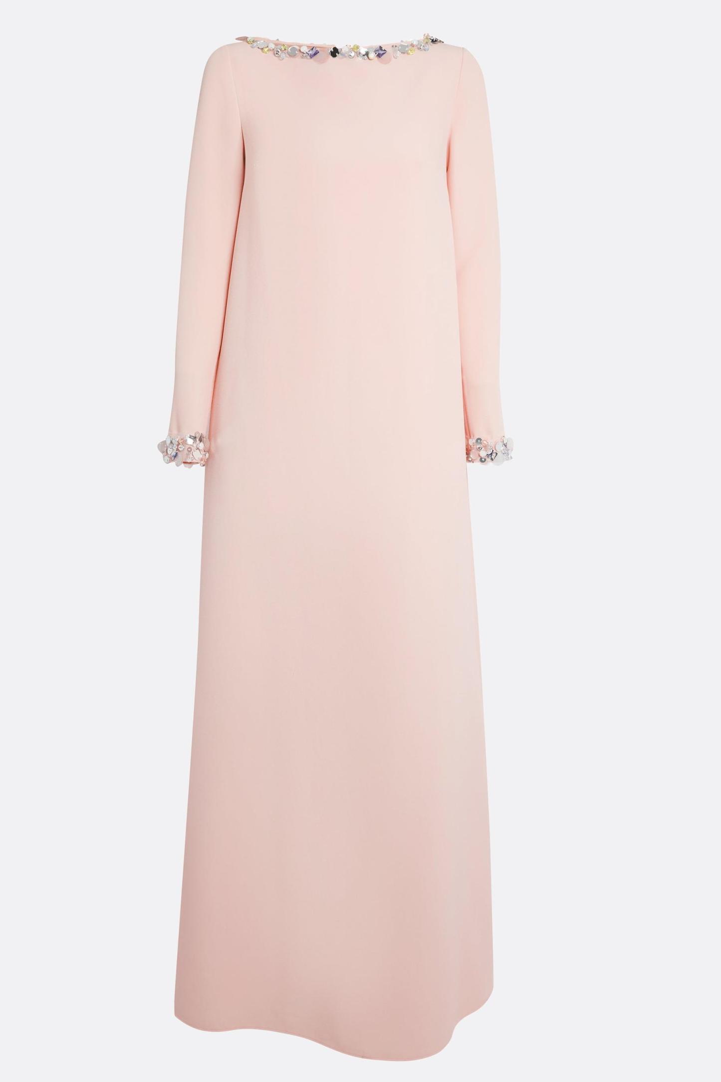 [Copy]Rhinestone Boat Neck Long Sleeve Maxi Dress