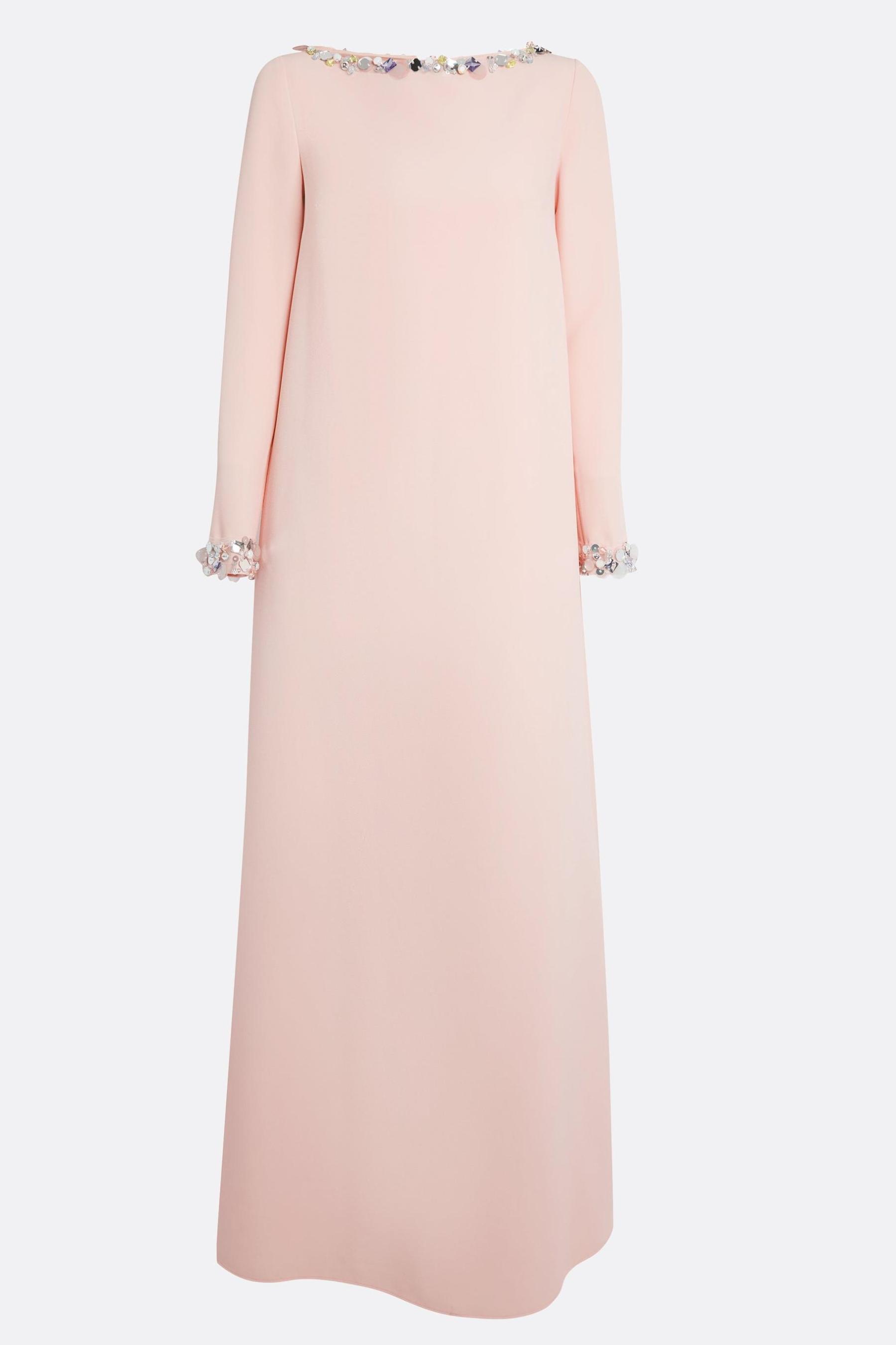 [Copy]Rhinestone Boat Neck Long Sleeve Maxi Dress