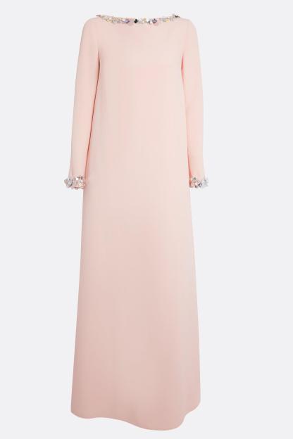 [Copy]Rhinestone Boat Neck Long Sleeve Maxi Dress