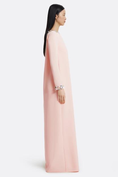 [Copy]Rhinestone Boat Neck Long Sleeve Maxi Dress