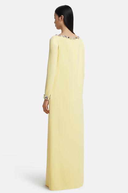 [Copy]Rhinestone Boat Neck Long Sleeve Maxi Dress