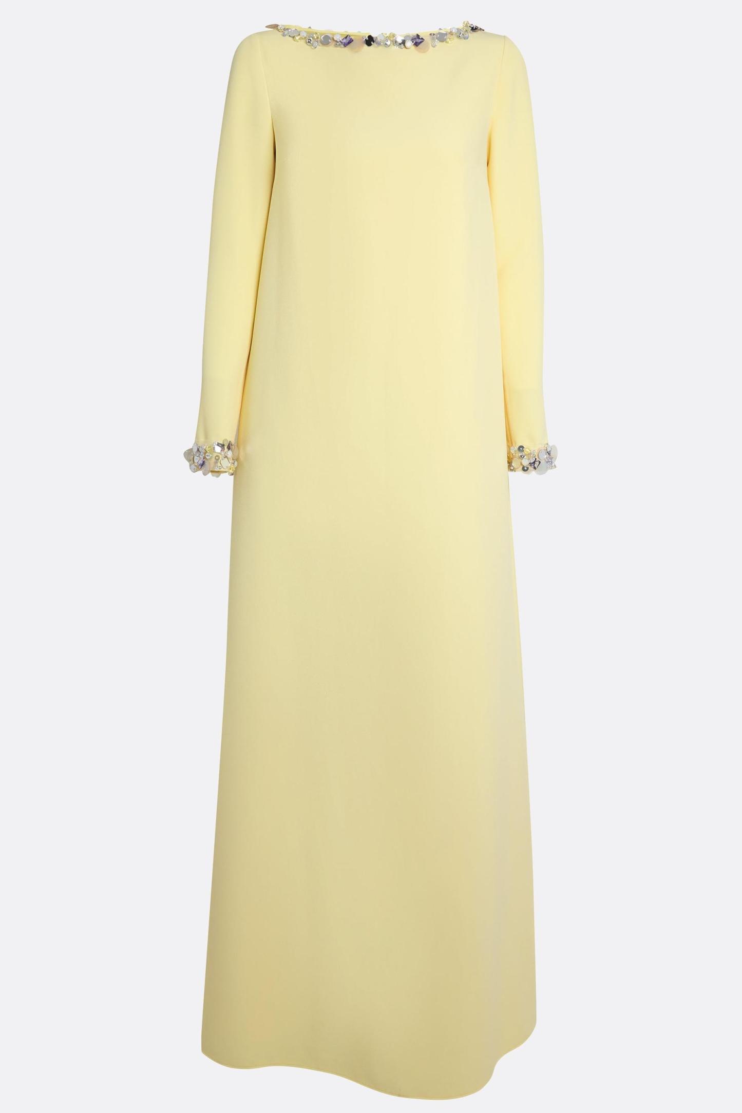 [Copy]Rhinestone Boat Neck Long Sleeve Maxi Dress