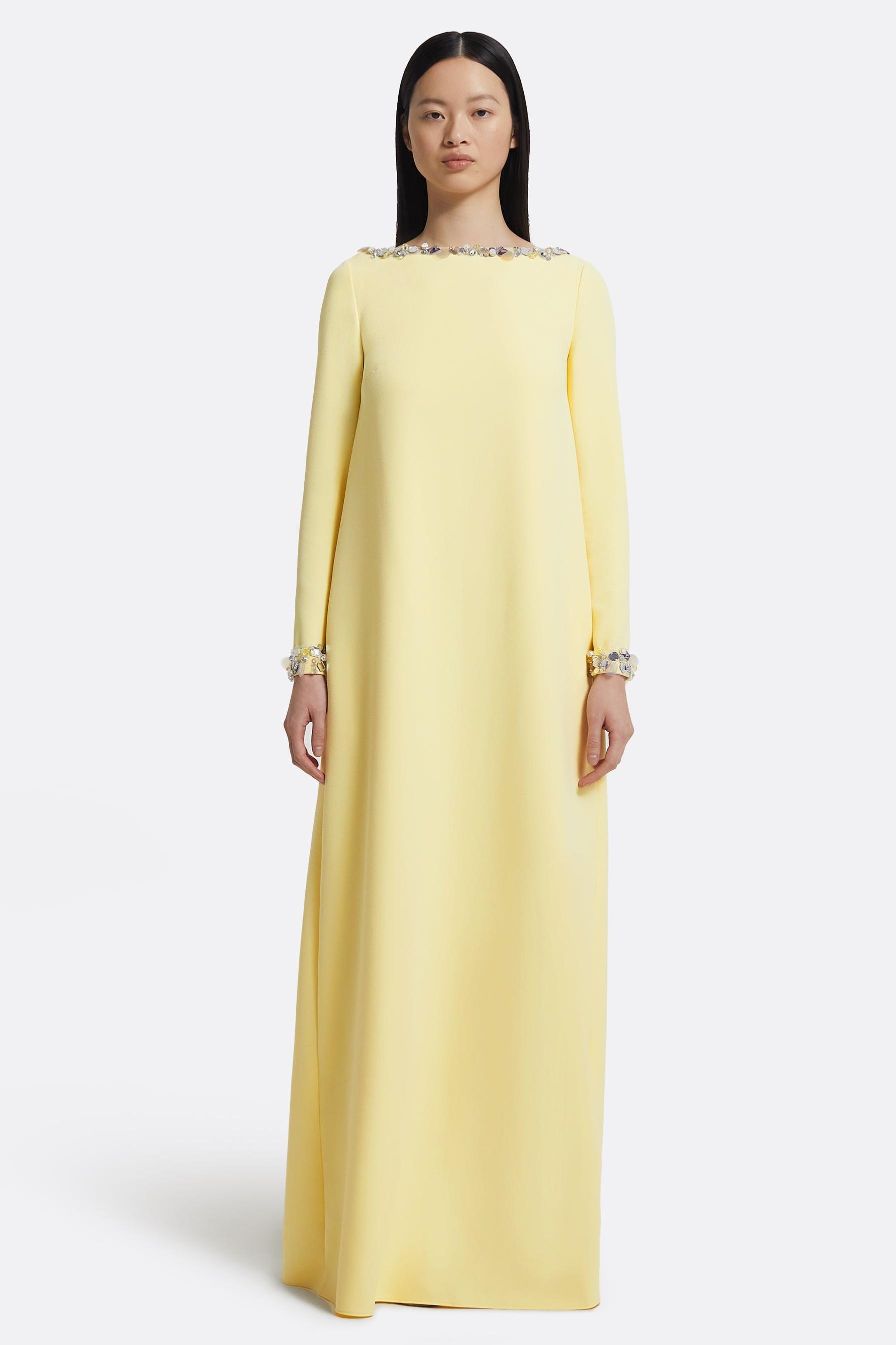 Rhinestone Boat Neck Long Sleeve Maxi Dress