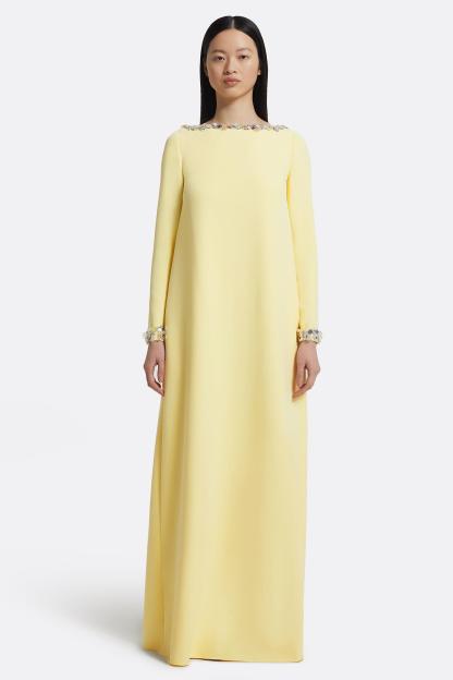 [Copy]Rhinestone Boat Neck Long Sleeve Maxi Dress