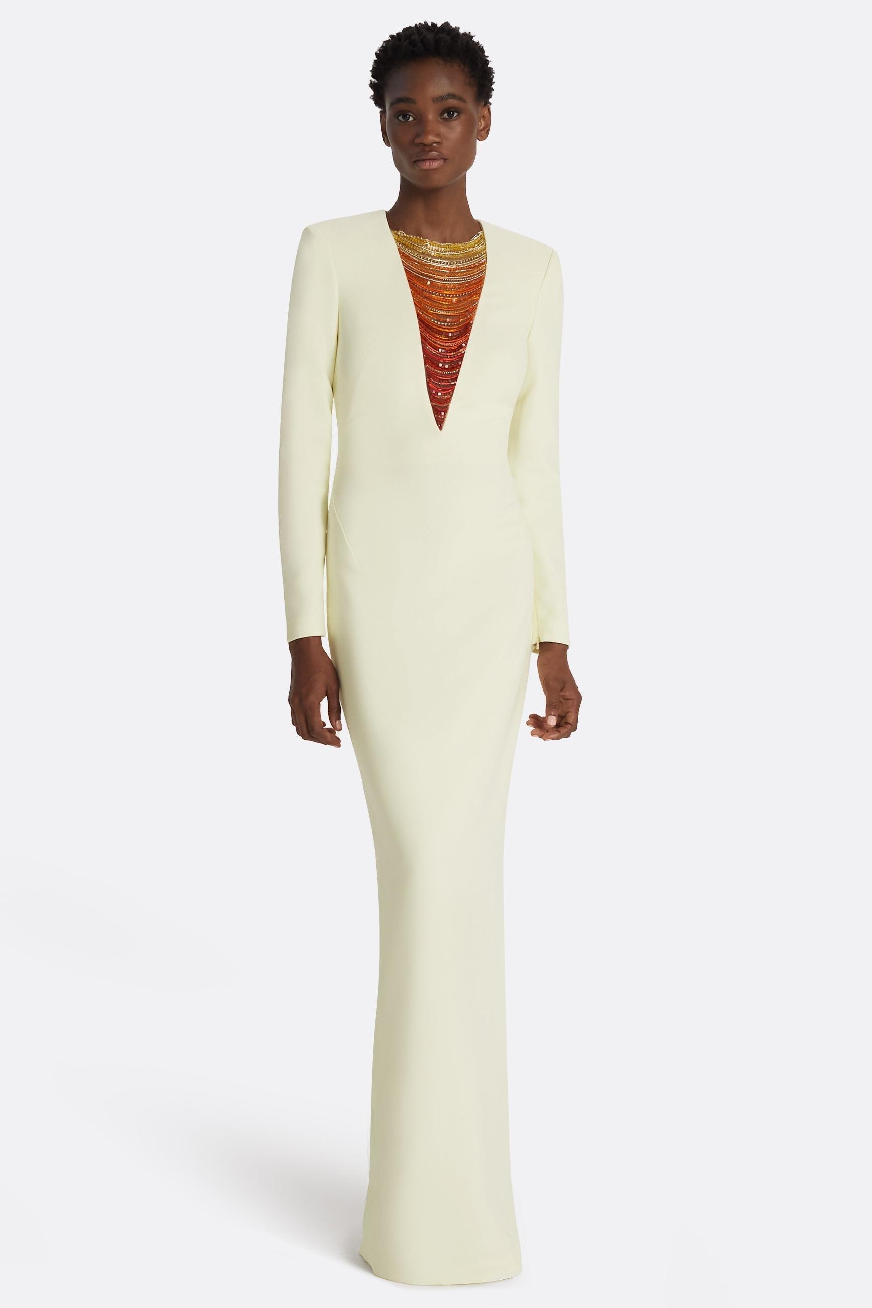 Beaded Tassels Long Sleeve Maxi Dress