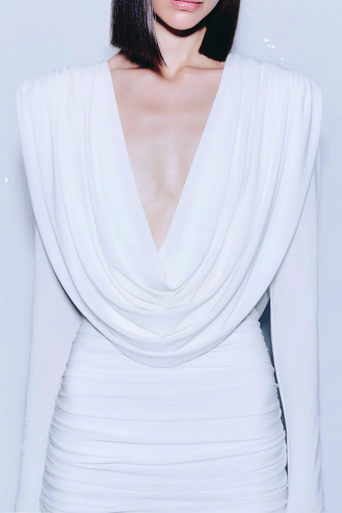 Jersey Swing Collar Long Sleeve Maxi Dress