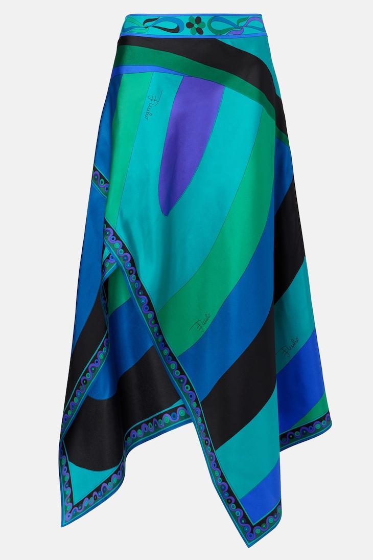 Satin Halter Neck Mini Top & Scarf Print Mid Waist Midi Skirt Set