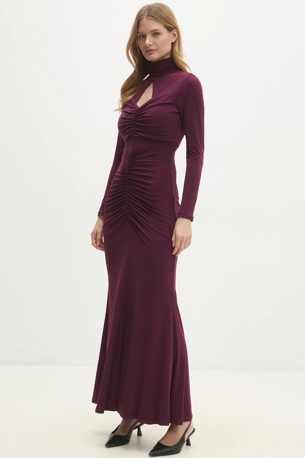 Jersey Gathering Cut-Out Maxi Dress