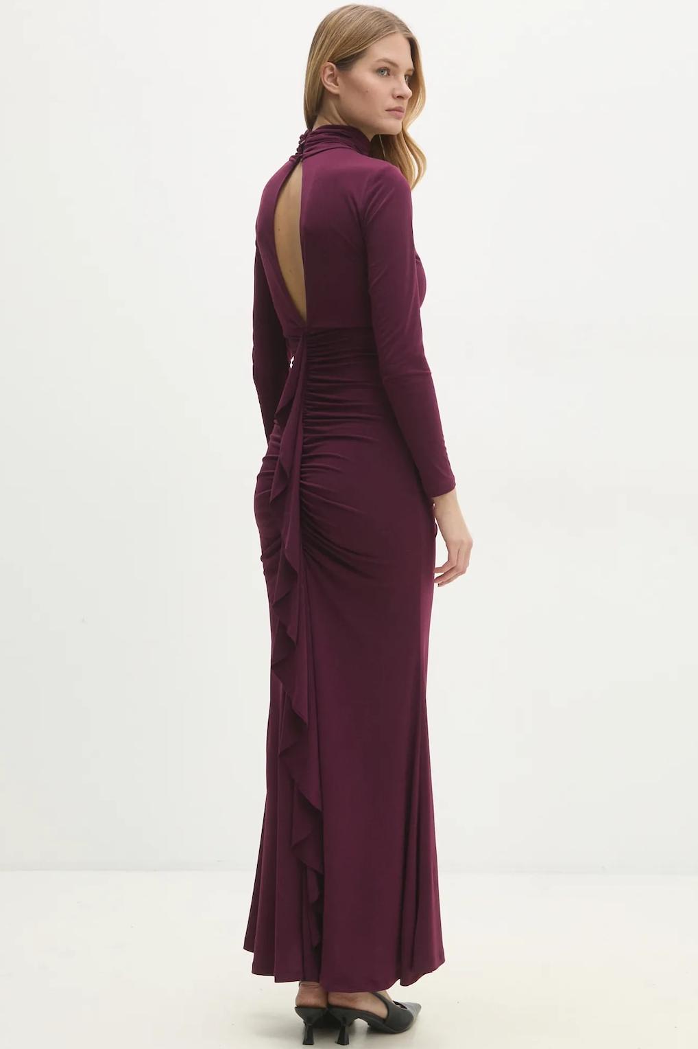 Jersey Gathering Cut-Out Maxi Dress