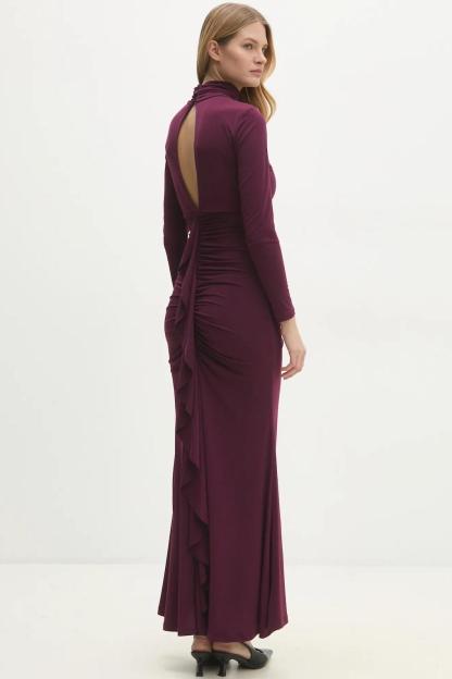Jersey Gathering Cut-Out Maxi Dress