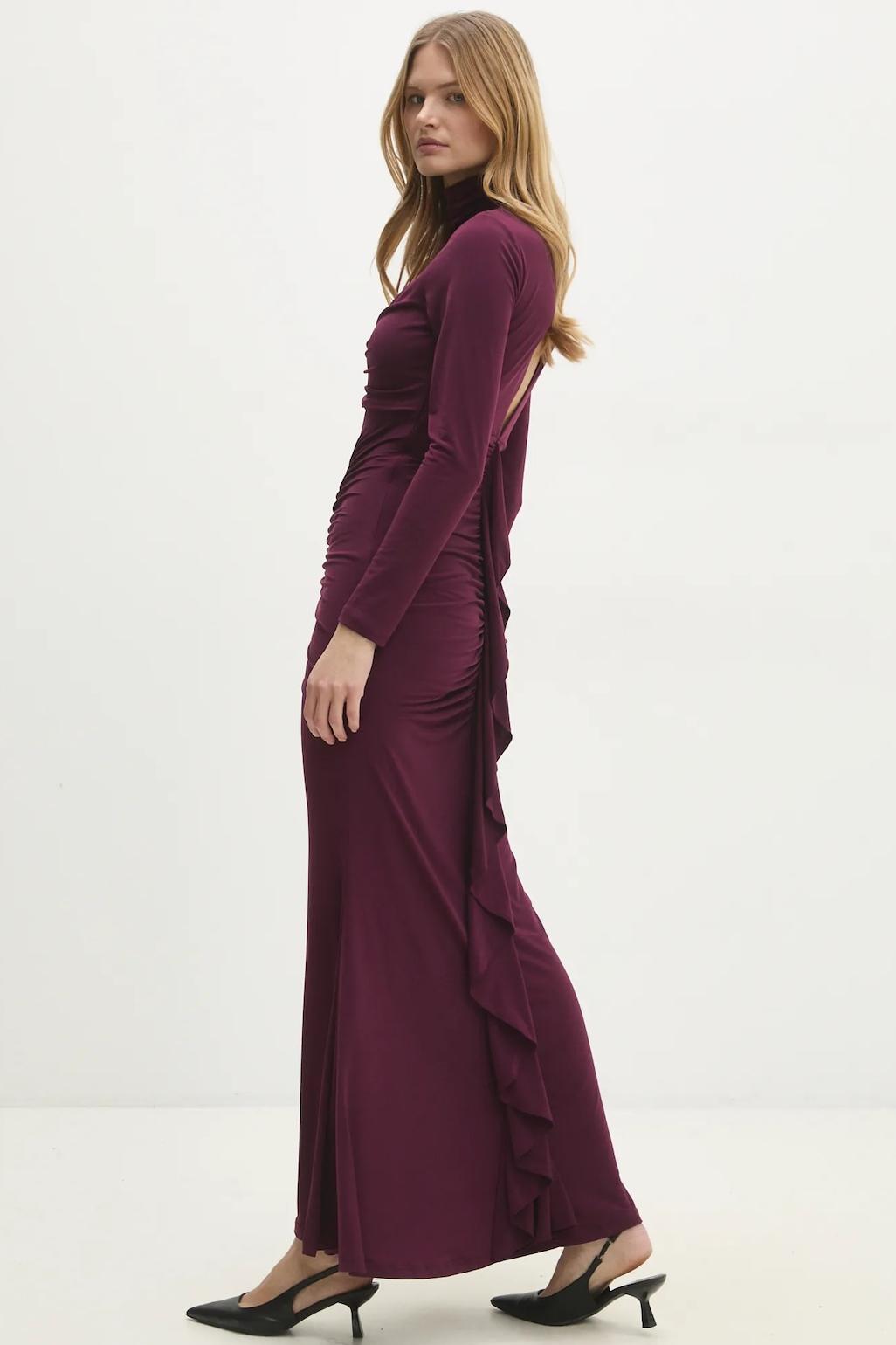 Jersey Gathering Cut-Out Maxi Dress