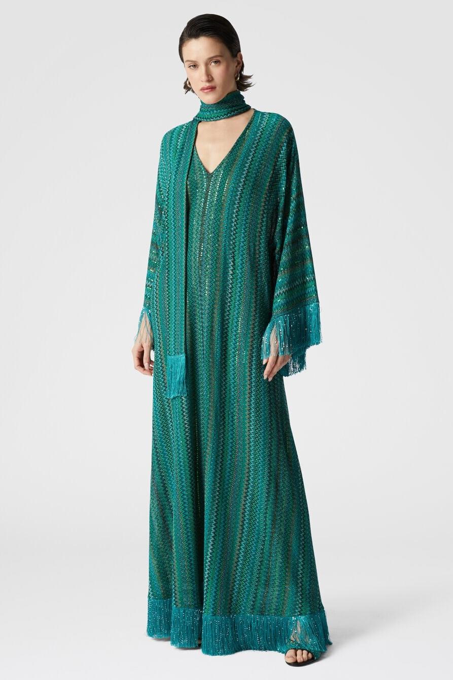 High Waist Tassel V-Neck Maxi Dress