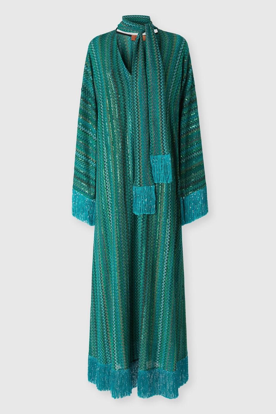 High Waist Tassel V-Neck Maxi Dress