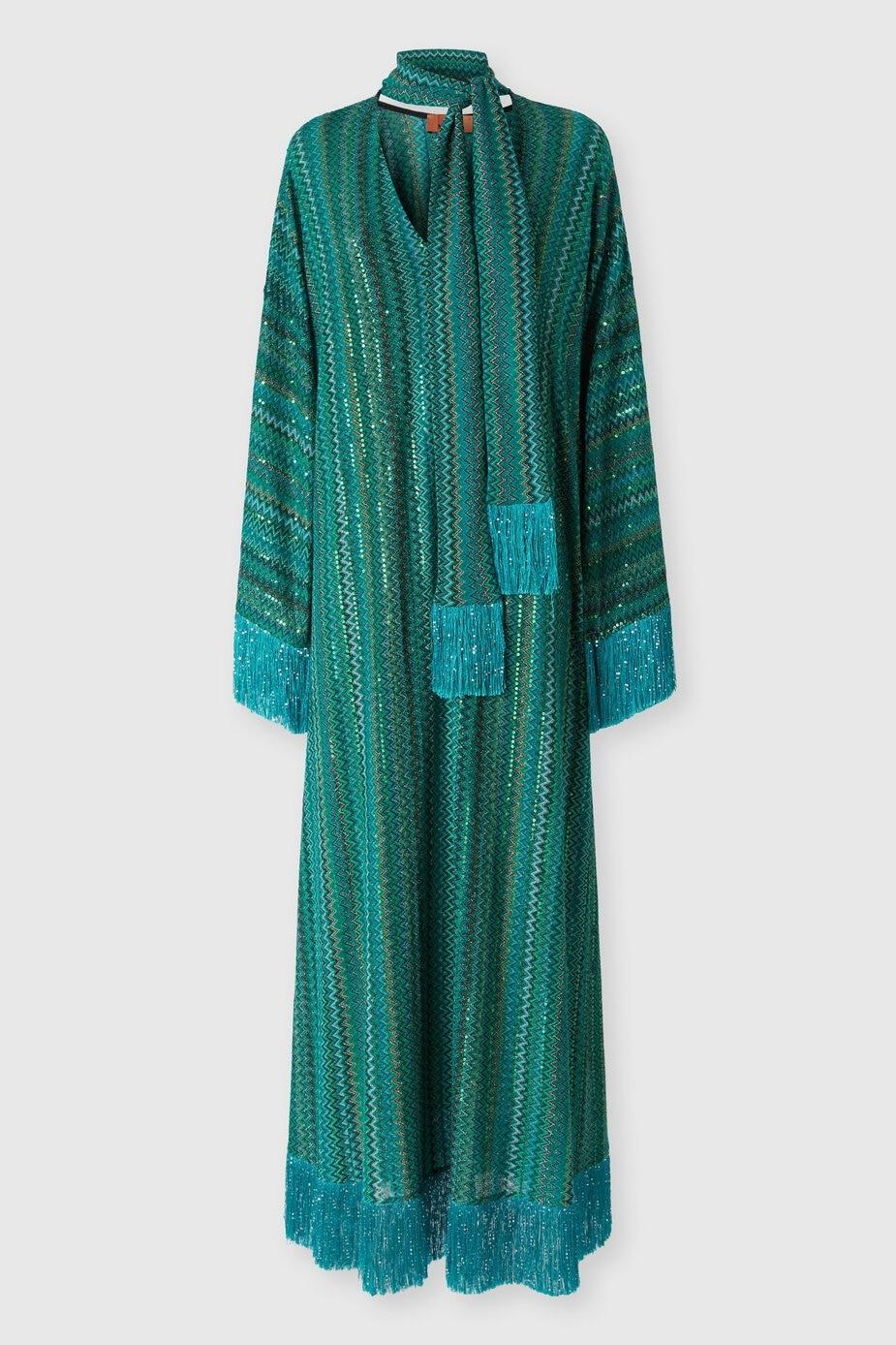 High Waist Tassel V-Neck Maxi Dress