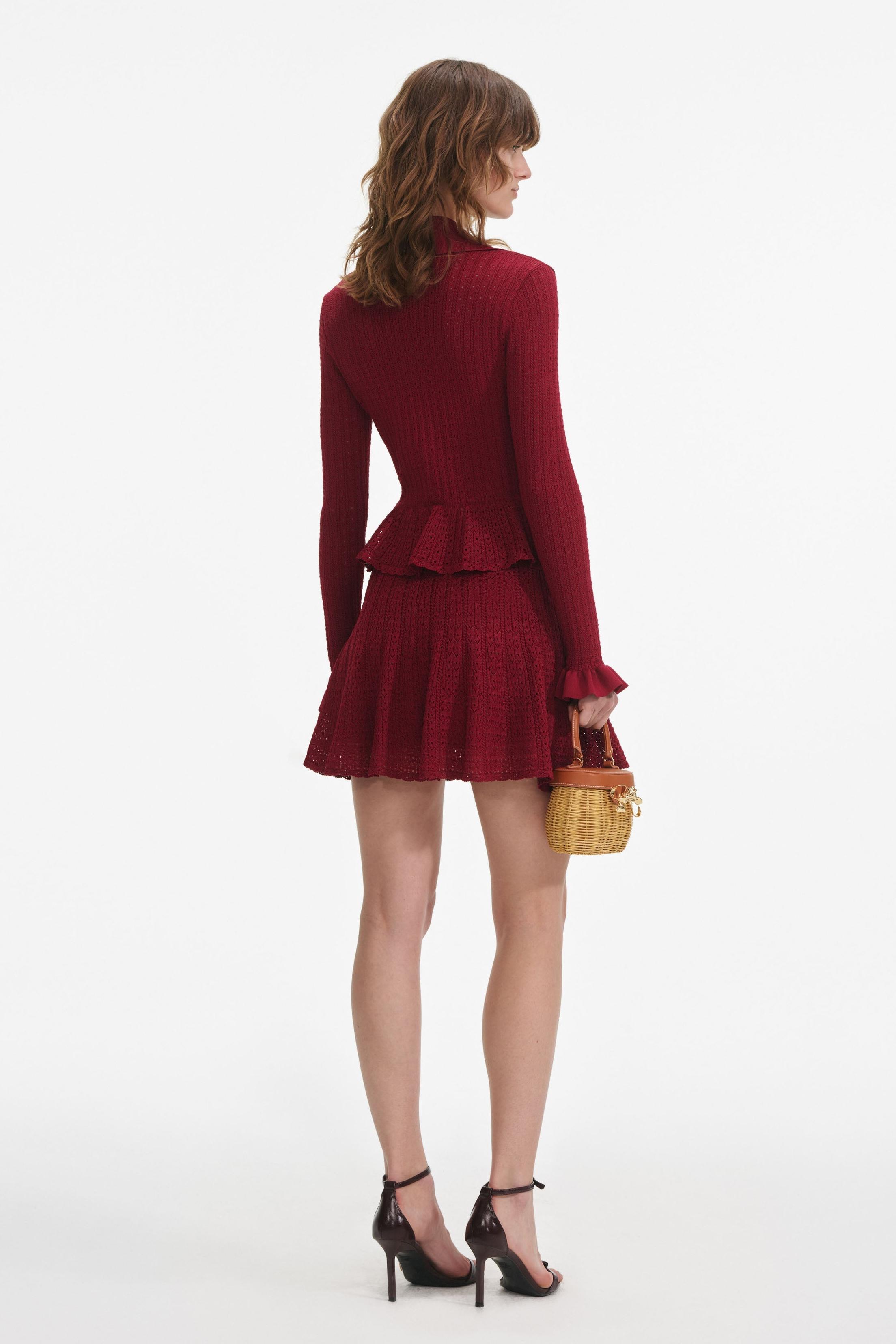 Knit Metal Button Long Sleeve Mini Dress