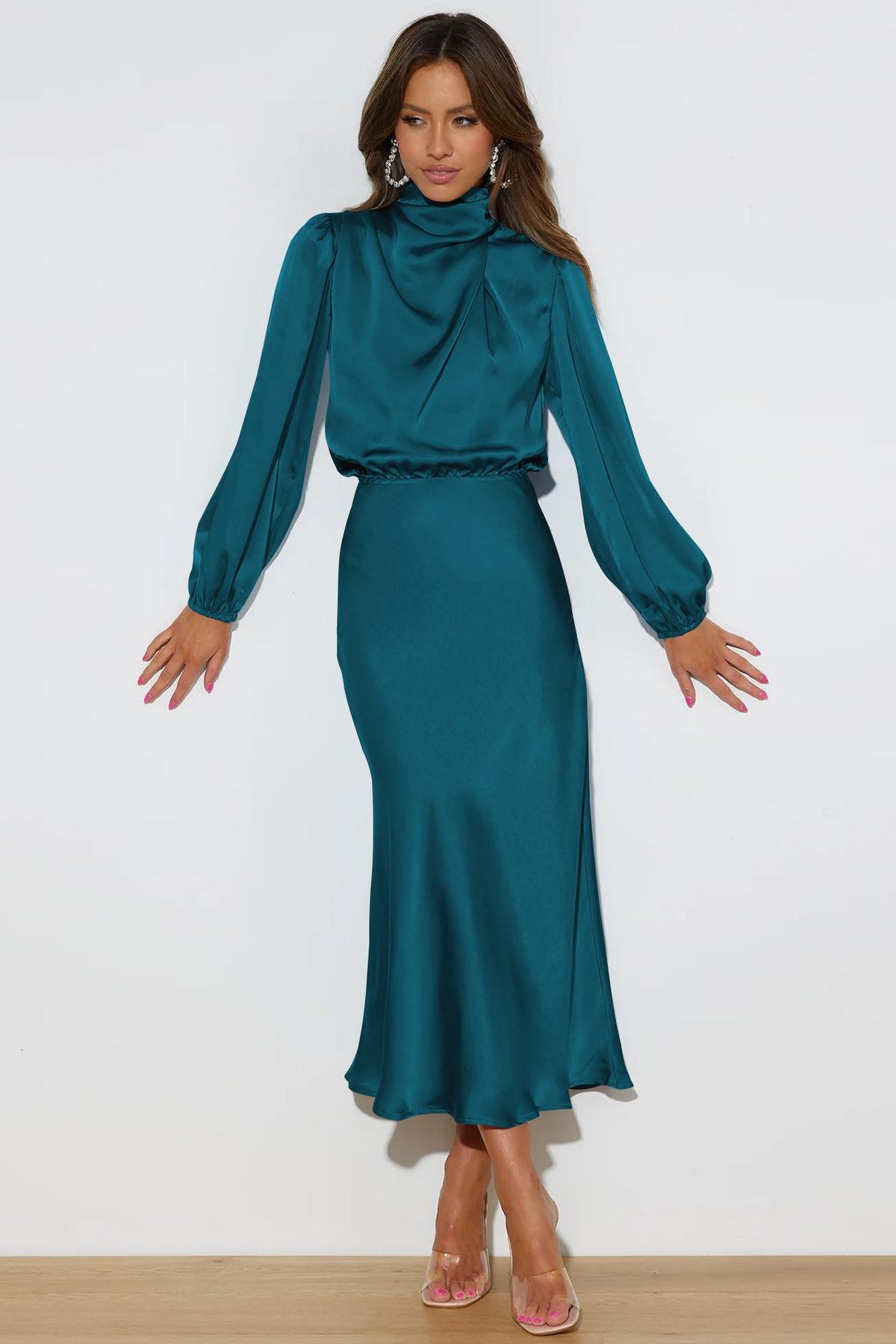 satin midi dress high neck Amazon.com: Satin Halter Backless Silt Midi Dress for Women 2024 Elegant  Formal High Neck Cowl Back Silk Wedding Guest Sexy Dresses Black :  Clothing, Shoes & Jewelry