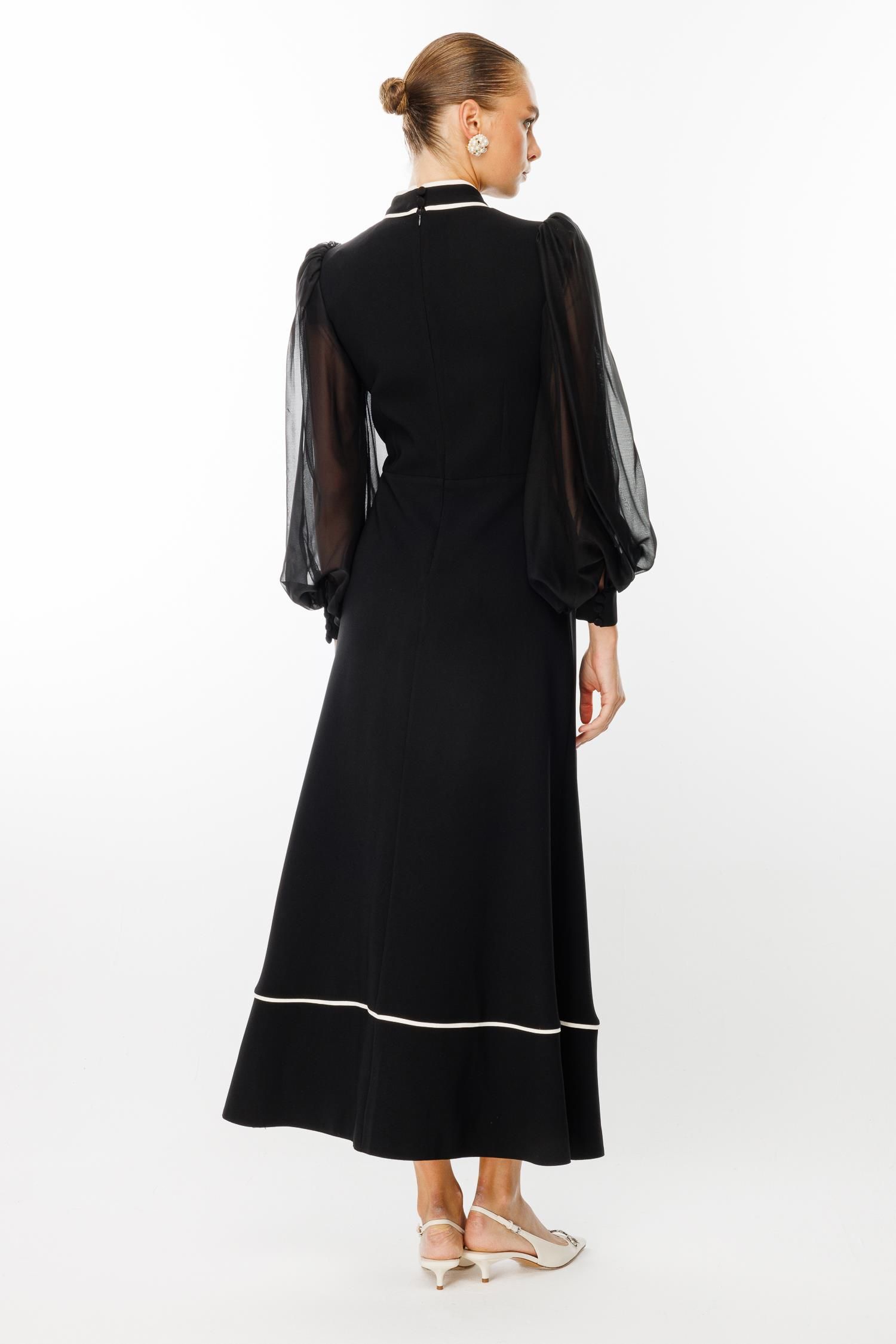 Rhinestone Bow Contrast Color Midi Dress