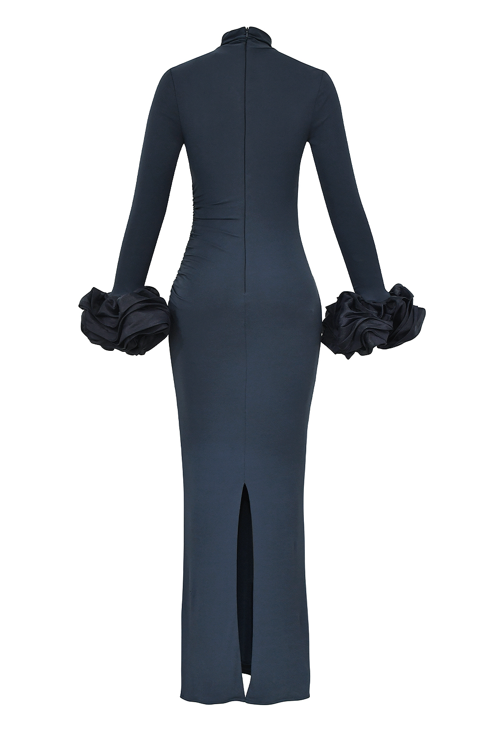 Jersey Puff Sleeve Ruched Maxi Dress