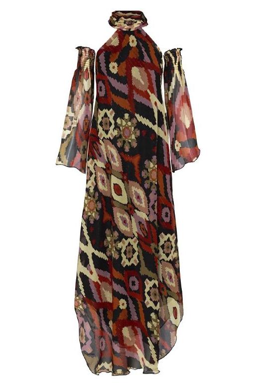 Paisley Print Luxury Halter Neck Maxi Dress