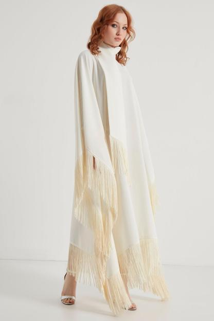 Satin Tassel Batwing Sleeve Midi Dress